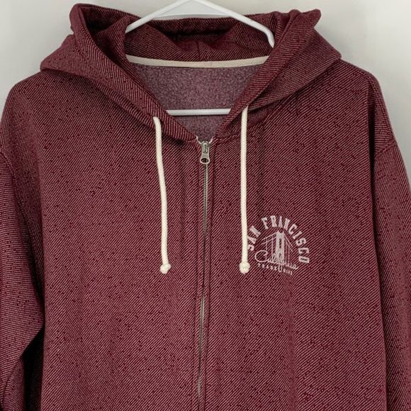 San Francisco California Trademark Hoodie Red Zip Sweatshirt 3950 Mens Large - Picture 3 of 6